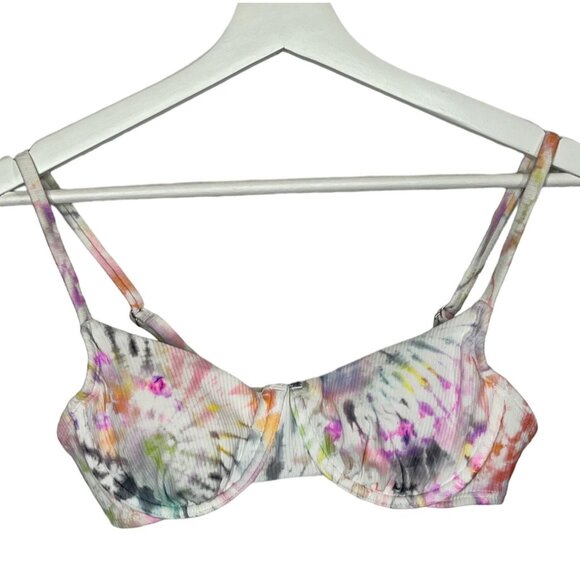 Xhilaration Womens Medium Bikini Top Tie Dye Ribbed Underwire Adjustable Straps - Picture 1 of 14